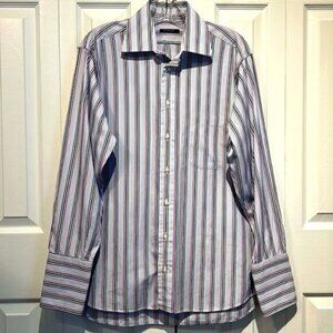 Burberry London Mens Striped Button Down French Cuff Shirt Size 15 1 2 Neck